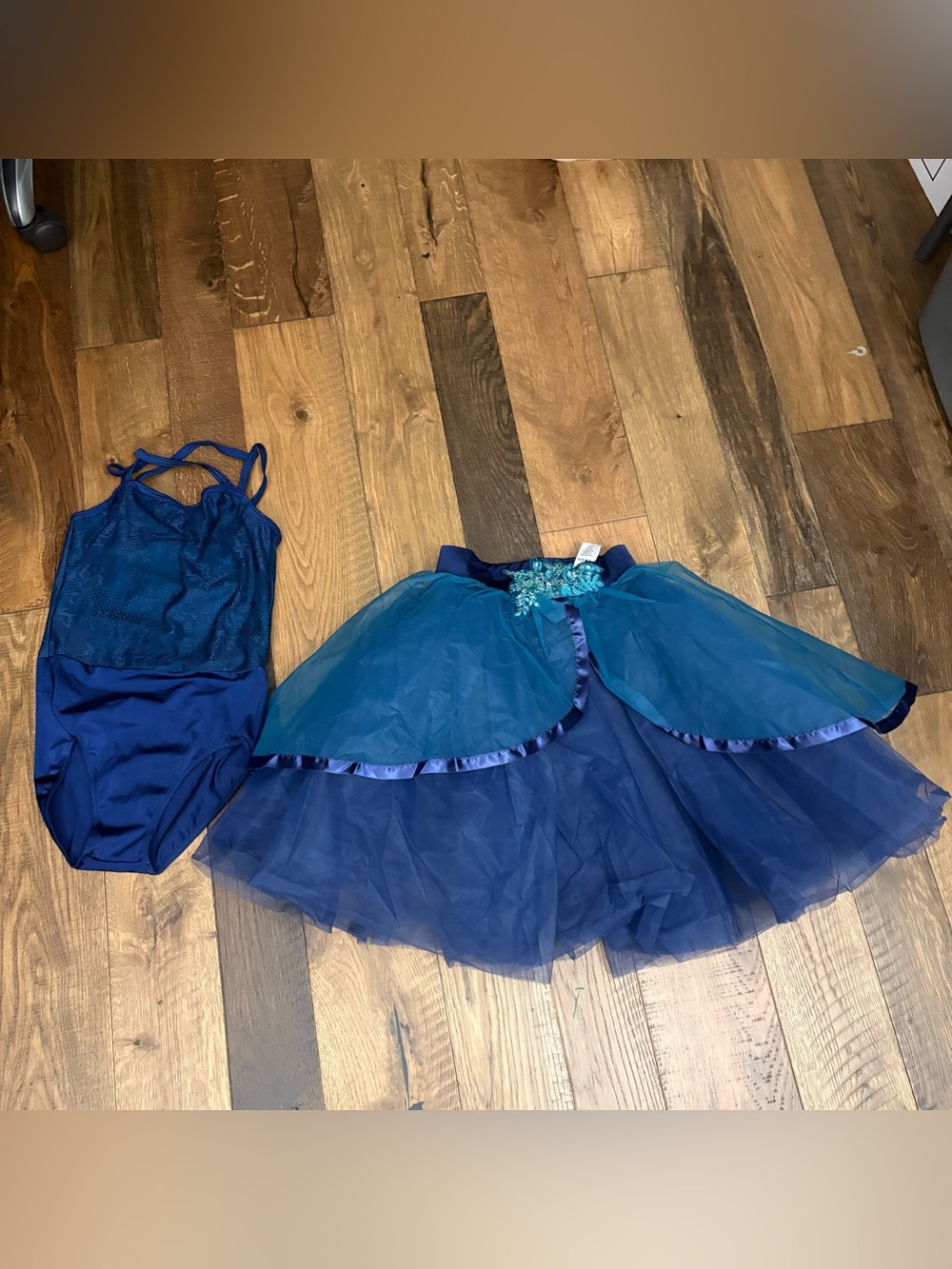 Weissman Strappy Sweetheart Neck Set dance costume child’s L teal tutu skirt
